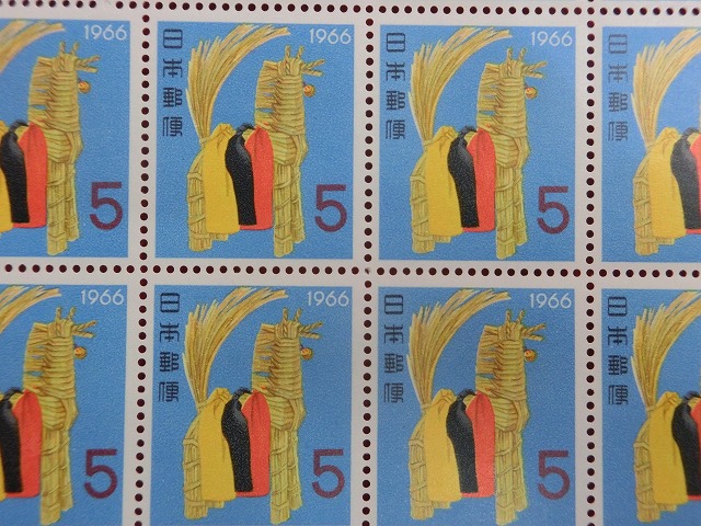 昭和41年　5円　20枚シート　しのび駒　年賀切手