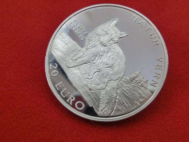 1997年  EURO  20ユーロ  銀貨    キツネ  フォックス 外貨  記念硬貨  NO-1005