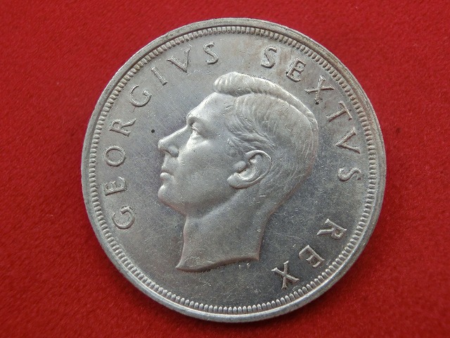 1949年   南アフリカ  ジョージ6世  5シリング  SHILLINGS  銀貨  NO-1007