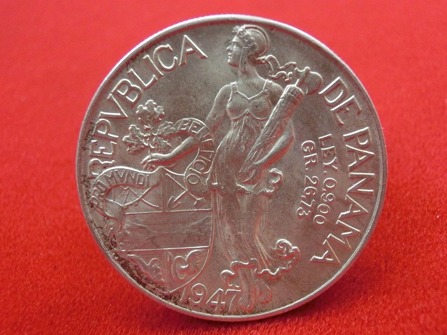 1947年  パナマ共和国  1バルボア銀貨  シモン・ボリバール像   BALBOA  NO-1011