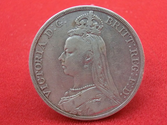 1889年  イギリス ヴィクトリア女王  クラウン銀貨  大型銀貨  NO-1012