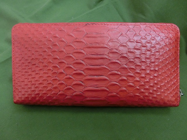 コーチ 未使用 カーフ 長財布 パイソン型押し レッド 53659