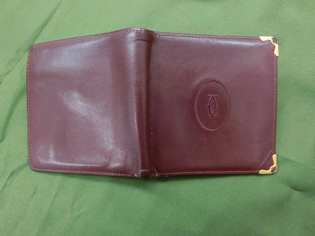 中古  カルティエ Cartier 小銭入れ付 二つ折り財布 マスト ドゥ カルティエ
