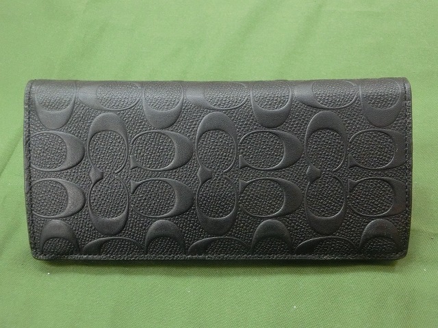 未使用  コーチ 二折長財布 レザー ブラック