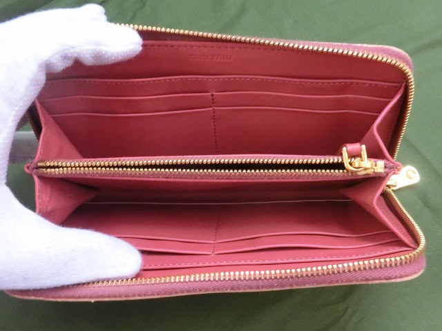 ミュウミュウ L字ファスナー 長財布 クロコ型押し 5M1183 レザー 革 ブラウン