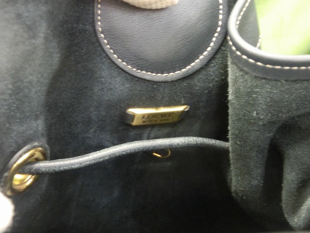 【美品】ロエベ ショルダーバック ネイビー 巾着