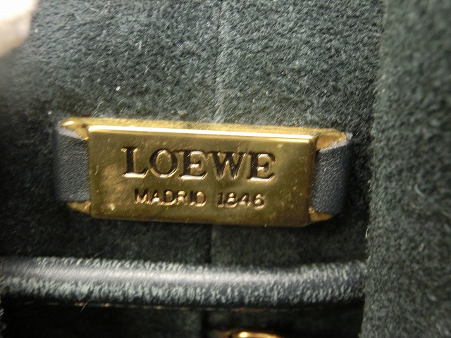 【美品】ロエベ ショルダーバック ネイビー 巾着