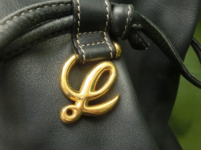 【美品】ロエベ ショルダーバック ネイビー 巾着