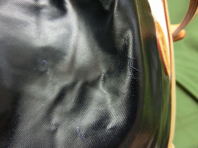 【良品】ハンティングワールド 巾着ショルダー サークルロゴ レザー ネイビー