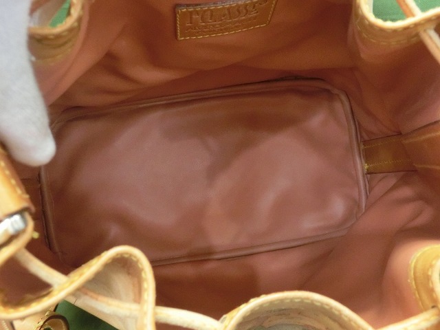 【良品】プリマ クラッセ  ショルダーバッグ 巾着バッグ マップ 世界地図柄 日本地図 ゴールド金具