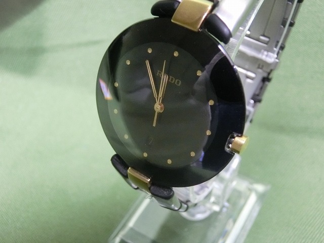 【美品】ラドー  クポール 腕時計 ダイヤスター 129.4075.4N  クオーツ 黒文字盤  レディース